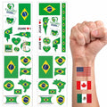 Brazil Flag Temporary Tattoos, 36-Piece Waterproof Set