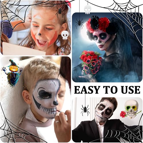 White Black Red Face Body Paint,Blendable Halloween Face Body Paint Clown Special Effects Makeup Kit,Highly Pigmented Washable Cream Body Painting for Halloween Clown Cosplay Theme Parties Costume
