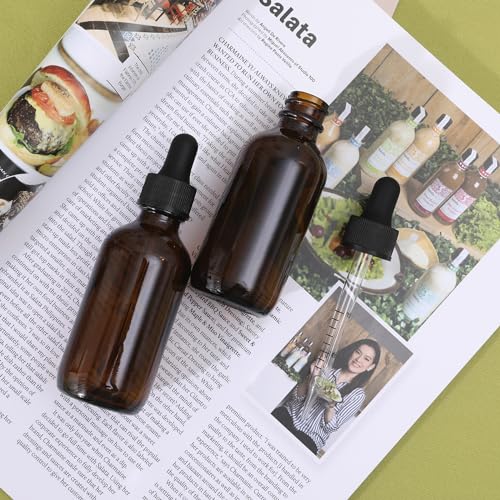 24 Pack 2oz Amber Glass Dropper Bottles with Measurement Scale