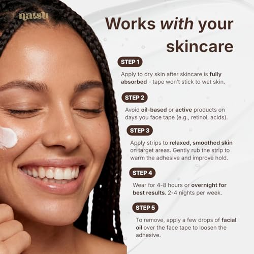 Overnight Anti Wrinkle Patches for Women - Japanese Face Tape for Forehead, Smile Lines - Stocking Stuffers Pre-Cut Kinesiology Face Tape in 2 Sizes - Skin Safe, Latex-Free