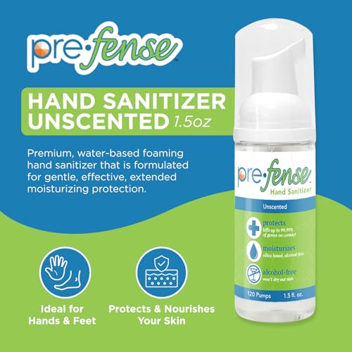 Prefense Alcohol-Free Foaming Hand Sanitizer 1.5 oz Travel Size - 120 Pumps