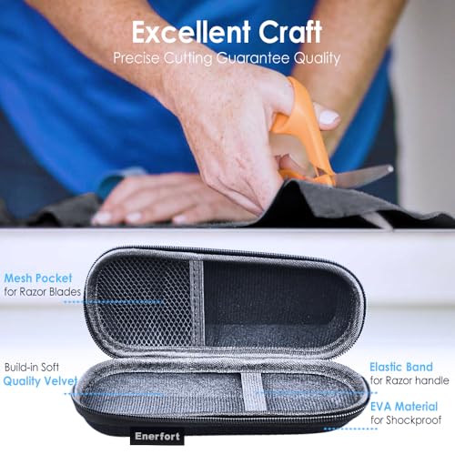 Hard EVA Razor Travel Case Compatible with Gillette Men's Razor - Mesh Pocket for 2 Razor Blades + Lightweight Carrying Handle + Durable Zipper (Only Case) (Black)