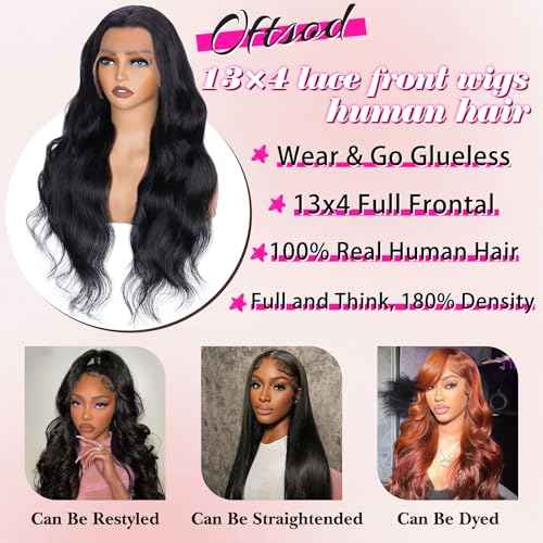 13x4 Lace Front Wigs Human Hair Pre Plucked 30 Inch Body Wave HD Lace Front Wigs Natural Color 180% Density Glueless Wig 100% Virgin Human Hair with Baby Hair for Women