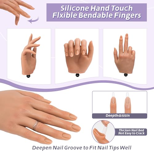 Practice Hand for Acrylic Nails,Realistic Silicone Professional Mannequin Hand,with Flexible Fingers for Acrylic Nails,Nail Art Training,Ideal Practice Tool for Manicure Beginners?