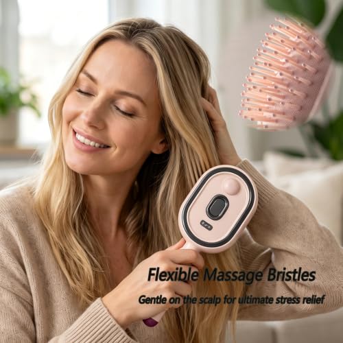 Electric Spray Hair Brush with Air Cushion, 3-in-1 Massage & Anti-Static Dryer (Rechargeable) Pink