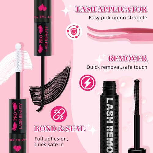 PROLASHBEAUTY Spiky Lash Clusters Manga Lash Clusters Kit 80 Thick Individuals Lashes with Spikes Lash Bond and Seal Lash Remover Lash Tweezer Apply at Home(80D, 8-18mix)