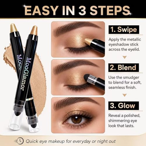 6-Piece Shimmer Eyeshadow Stick Set - Waterproof & Blendable