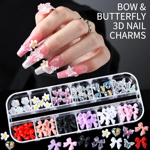 Teenitor Multi-Color Nail Charms & Gems Kit for Nail Art, 15 Sheets & 6 Box Styles