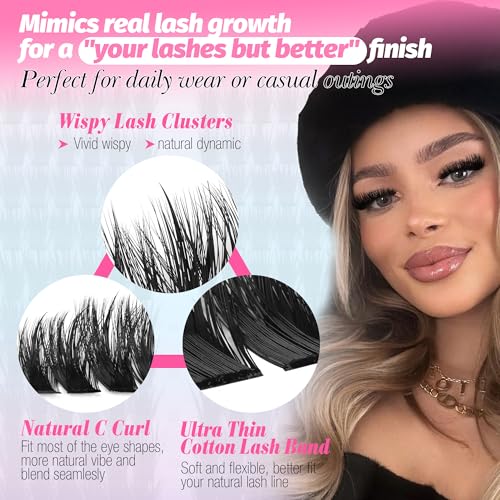 Lanflower Fluffy Lash Clusters Kit Volume 300Pcs Eyelash Clusters with Spikes Manga Cluster Eyelash Extensions Kit Wispy Lash Extension Kit 12-20mm High Capacity Eyelash Extension Kit for Beginners