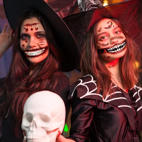 Cerlaza Halloween Temporary Tattoos - Scary Clown & Zombie Face Makeup Kit