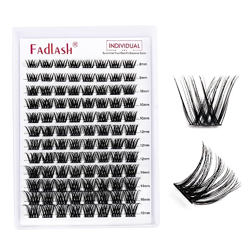 FADLASH Lash Clusters DIY Eyelash Extensions 96 Pack D Curl