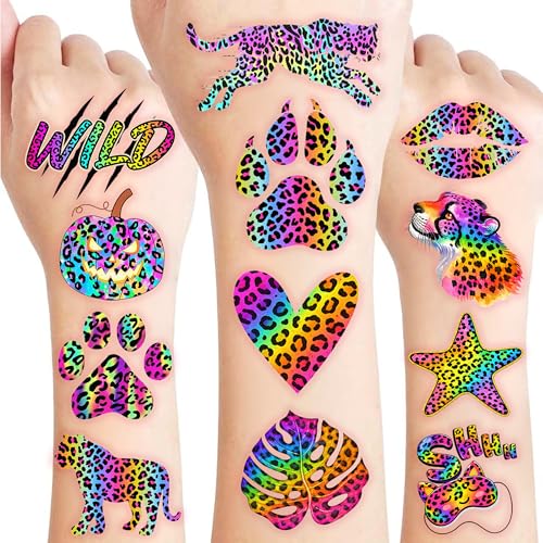 Cheetah Print Temporary Tattoos - 96 PCS Kids Party Favors
