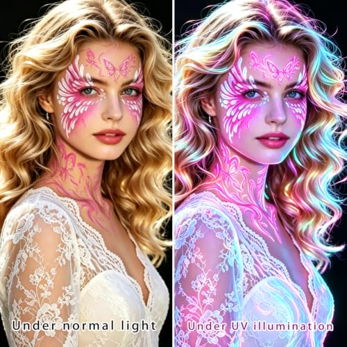 12-Color UV Glow Face & Body Paint Markers - Neon Black Light