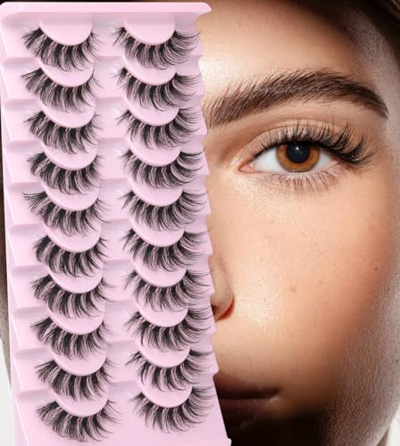 Wispy False Eyelashes 15mm Clear Band Faux Mink D-Curl