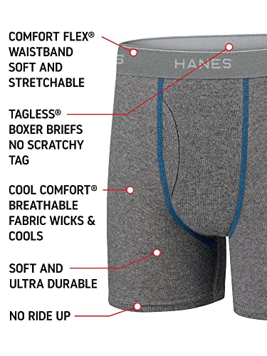 Hanes Boys' and Toddler Underwear, Comfort Flex and ComfortSoft Boxer Briefs, Multiple Packs Available, Grey/Blue/Black/Red-10, Small