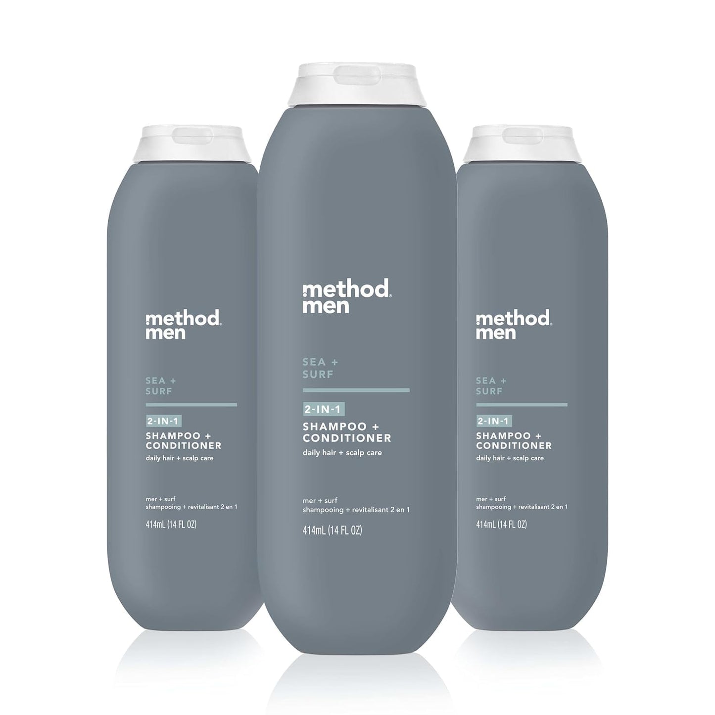 Method Men 2-in-1 Shampoo + Conditioner, Sea + Surf, 14 Ounces (Pack of 3)