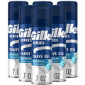 Gillette Series 3X Moisturizing Shave Gel, 6 Count, 7oz Each, Lubrication to Protect Against Irritation, Blue-White, 7 Ounce (Pack of 6)