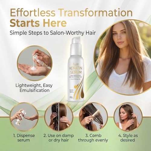 Keratin Hair Serum with Biotin & Collagen - Anti-Frizz Leave-In Treatment