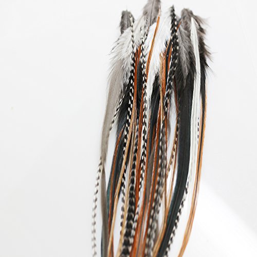 Feather Hair Extensions - 25 Loose Rooster Feathers with Micro Beads