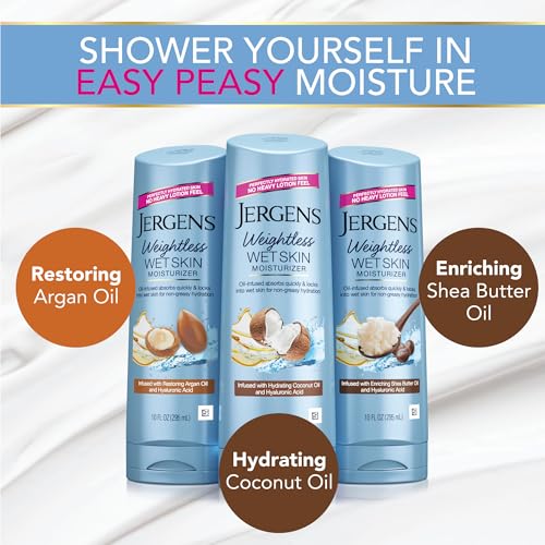 Jergens Wet Skin Body Moisturizer with Coconut Oil,In Shower Lotion for Dry Skin,Fast-Absorbing,Non-Sticky,Dermatologist Tested,10 Oz,(Pack of 6)