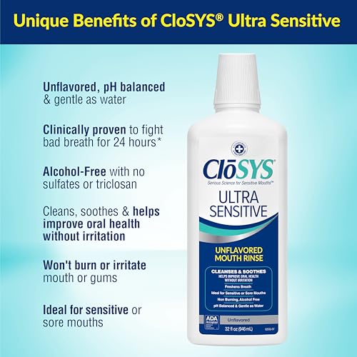 CloSYS Ultra Sensitive Alcohol-Free Mouthwash, 32 Oz