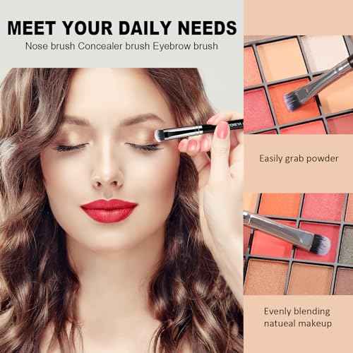 Z'OREYA Makeup Brushes, 16Pcs Makeup Brush Set Premium Synthetic Kabuki Brush Cosmetics Foundation Concealers Powder Blush Blending Face Eye Shadow Brush Set (Black)