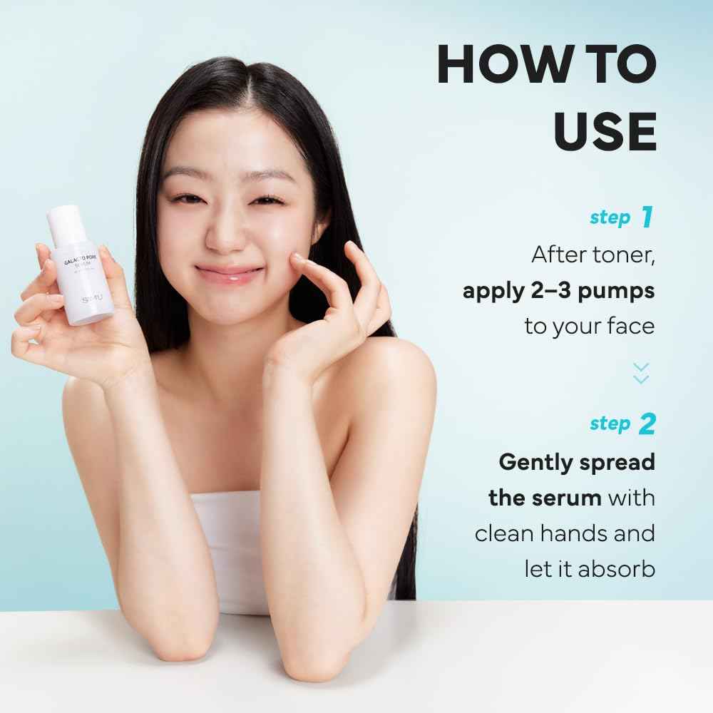 SAM'U Galacto Pore Serum – Pore Minimizing Facial Serum with Galactomyces For Glass Skin – Korean Skin Care, Tightening & Hydrating with AHA, PHA, BHA, Suitable for Acne-Prone Skin – 1.4 Fl. Oz
