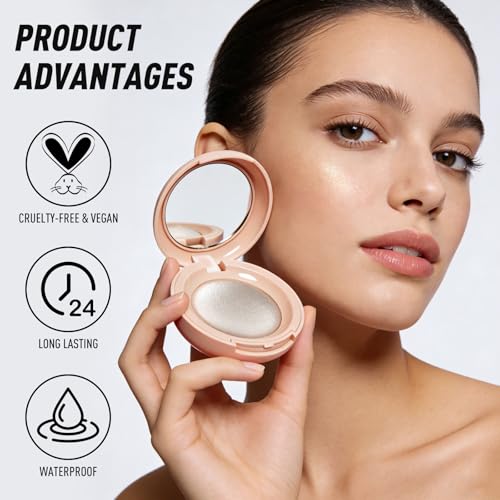 Baked Highlighter Powder Palette - Waterproof Shimmer Face & Body