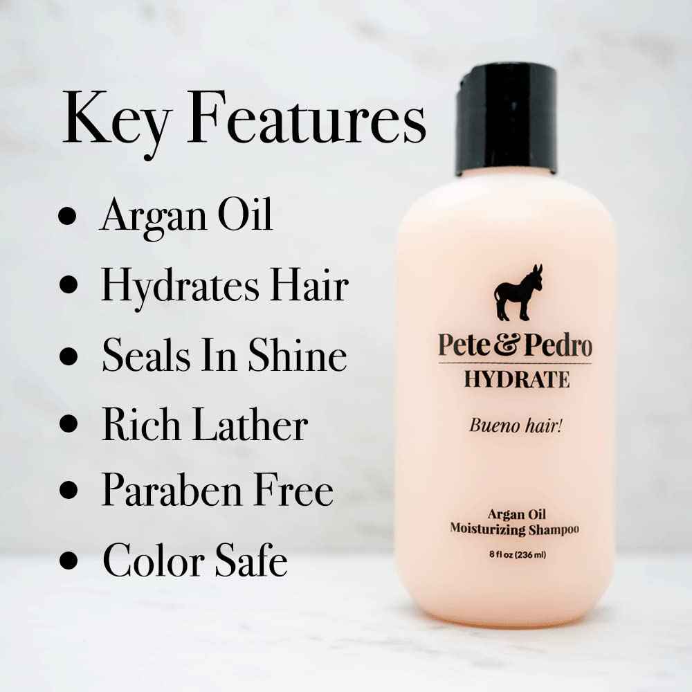 Pete & Pedro HYDRATE and CONDITION Hair Care Set | Argan Oil Moisturizing Shampoo and Hydrating Peppermint Conditioner For Men & Women | As Seen on Shark Tank, 8.5 oz. Each