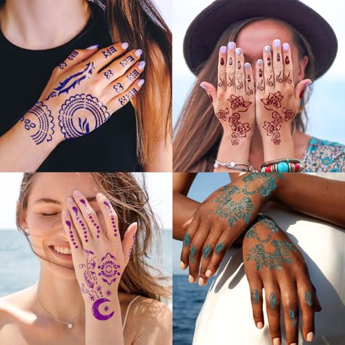 Temporary Tattoo Kit - 10 Colors, 86 Stencils, 8 Gloves