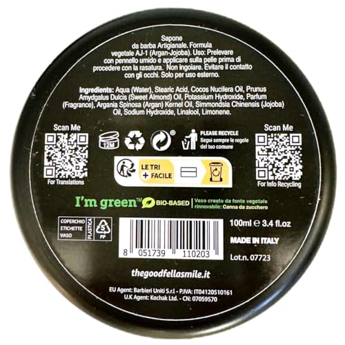 The Goodfellas¡¯ Smile SEA CITRUS (Sea Air & Lemon) Italian Shaving Soap ? Soft Lathering Soap Made in Italy for Use with Brush, Safety Razor or Straight Razor