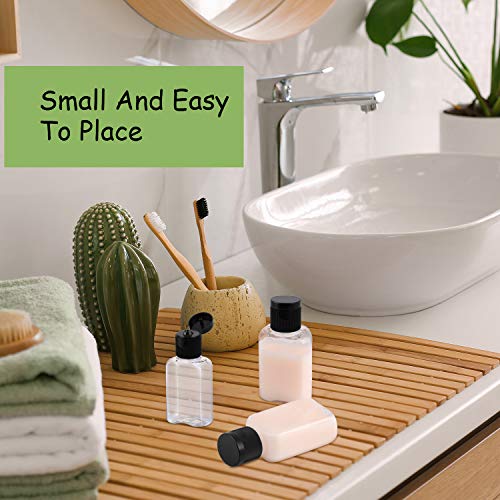 30 Pieces Portable Travel Bottle Clear Plastic Empty Bottles Refillable Reusable Bottles Containers for Travel Outdoor Camping Business Trip (1 oz, Black Cap)