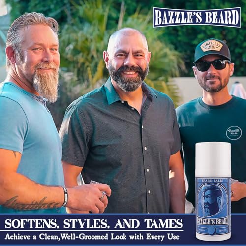 Bazzle's Beard Balm ? Gentle Hold & Soft Texture Beard Growth Kit for Men Infused with Shea, Jojoba & Biotin for Healthy Hair Growth & Hydration, Ideal Mustache Care Product for Nourishing Facial Hair