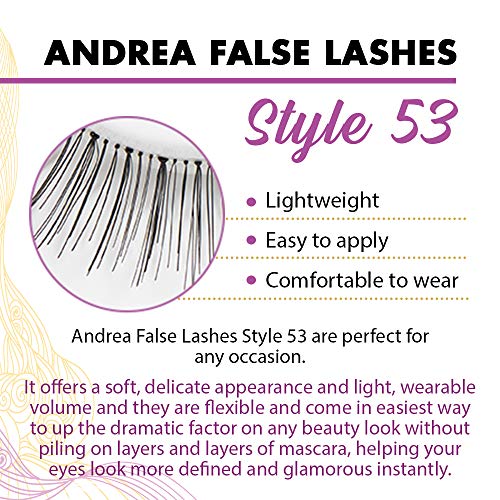 Andrea False Lashes Style 53 - Natural Black Strip Lashes, 4 Pairs