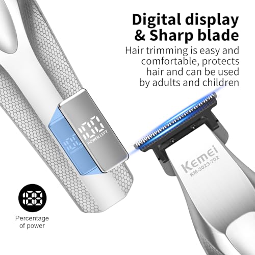 KEMEI KM-3023-702 Professional Hair Clipper for Men, Cordless Rechargeable Hair Trimmers, Clippers for Hair Cutting, Beard Trimmer with USB, Perfect Gifts for Men