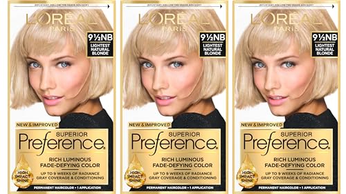 L'Oreal Paris Superior Preference Lightest Natural Blonde Hair Dye Kit 9.5NB (Pack of 3)
