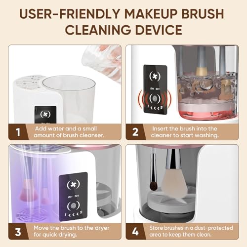 3-in-1 Electric Makeup Brush Cleaner with Dryer & Holder?Automatic USB Cleaning Machine for All Makeup Brush Sizes, Portable Quick-Dry Tool for Cosmetic Brushes