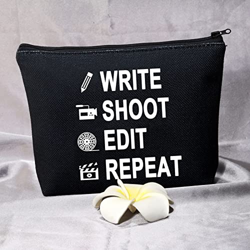 BDPWSS Write Shoot Edit Repeat Filmmaker Film Director Gift Funny Filmmaking Gift For Movie Buff Script Writer Makeup Bag For Women (Write shoot edit bl)