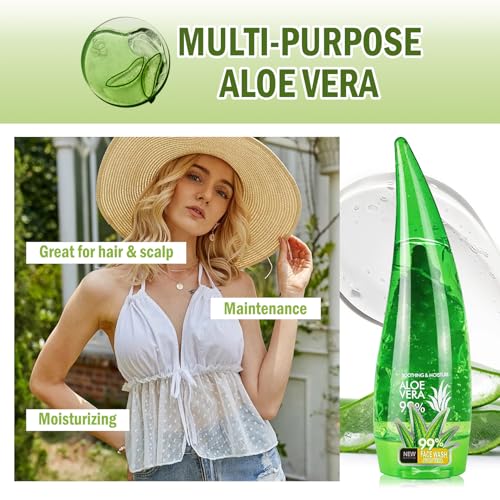 99% Organic Aloe Vera Gel,Aloe Vera Soothing Gel,Natural Moisturizing Lotion for Soothing Skin Care,Long Lasting Moisturizing body Lotion,After Sun Skin Care Cream for Face and Skin (260ml)