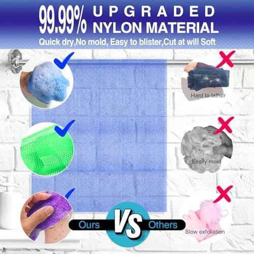 4 Pieces African Bath Sponge African Net Long Net Bath Sponge Transform Your Shower Routine with African Bath Sponges for Exfoliated, Silky Smooth Skin(Blue, Green, Purple, White)