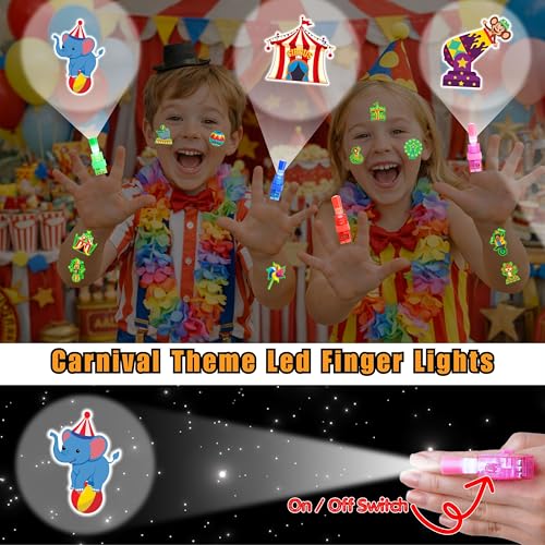 72 Piece Carnival Party Favors - LED Finger Lights & Glow Tattoos