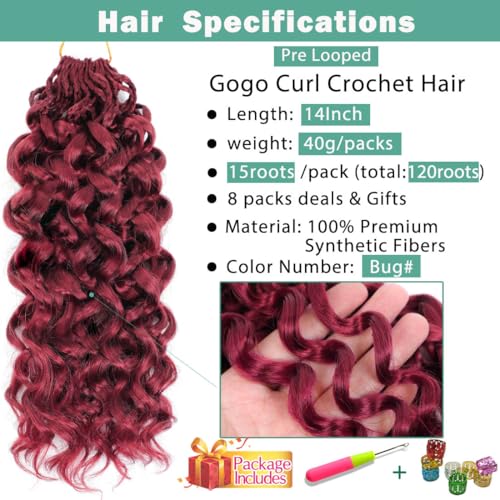 Gogo Curl Crochet Hair 14 Inch - Pre Looped & Twisted (8 Packs)