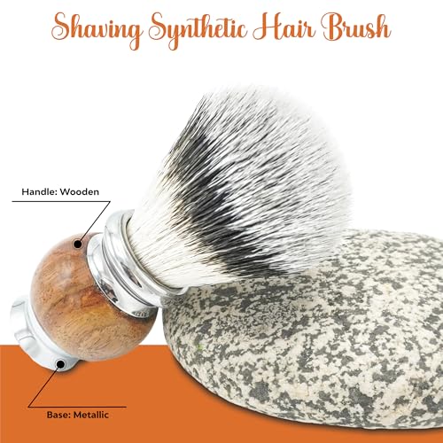 Jack Shaver¢ç Men's Shaving Brush for Soap, Luxury Missanda Hardwood and Stainless Steel, Cream or Foam with Classic Synthetic Silvertip Vegan Friendly Badger Bristles Male Grooming Gift