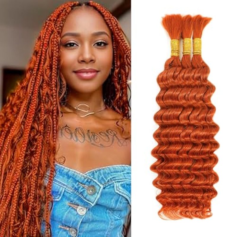 Ginger Human Hair Bundles for Boho Braids - 26 Inch Deep Wave