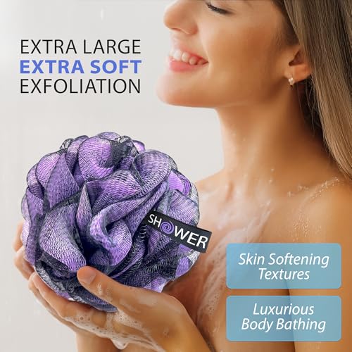 Shower Bouquet XL Charcoal Loofah 4-Pack - Exfoliating Bath Sponges