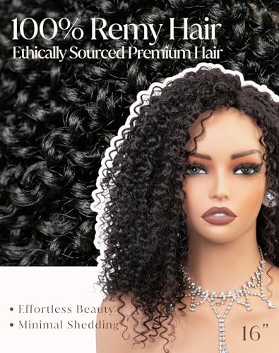 The Fox Kinky Curly Half Wig 14" Black Human Hair