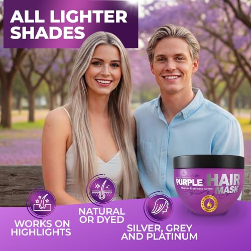 BINGO HAIR CARE Purple Hair Mask for Blonde Silver Gray Toning - Sulfate Free, Deep Conditioner, Anti-Yellow, 8.45 Fl Oz