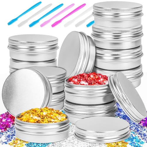 16 Pack 2oz Aluminum Tin Jars with Screw Lids