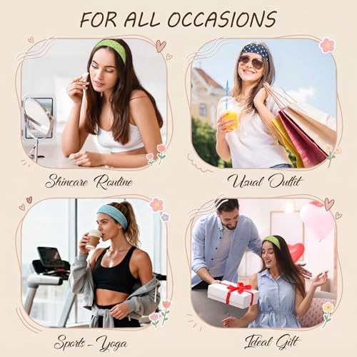 6-Piece Polka Dot Headbands for Women, Elastic Hair Bands