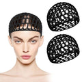 2-Pack Black Crochet Mesh Wig Cap with Lift Strap for Curly Hair